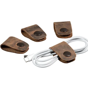 France Design Durable Portable PU Leather Wire Holder Office Travel and Home Organization Cable Clips