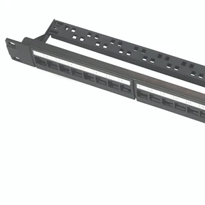 Cat6 UTP Unshielded 24 Port 1U 19 Inch Rack Mount Blank Keystone RJ45 Patch Panel with Back Bar