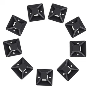 XJH Black White Nylon PA Self Adhesive Cable Tie Holder 30x30mm 100pcs/bag Cable Fixed