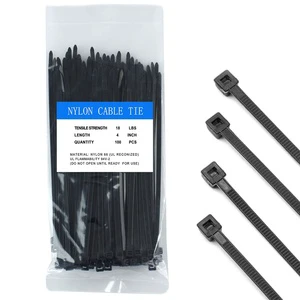 XINJU 3.6x200mm Nylon66 Self-Locking Black Electrical Cable Ties CE Certified 100 Pcs/Pack