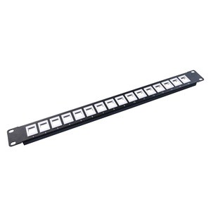 Cat6 Networking Patch Panel 16 Port 19 Inch 1U Unloaded Blank Rack Mount for Keystone Jack Modules