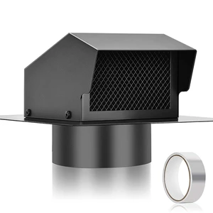 JH-Mech Exhaust Cap Roof Vent Cover Powerful Rainproof Ventilation System High-Performance Black Heavy Duty Steel Roof Vent Cap