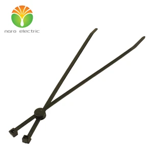 156-00999 Black Automotive Double Loop Cable Tie and Fixing Tie for Cable Bundles, Inside Serrated