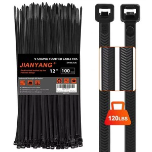 4.8*300mm Nylon Cable Ties V-Shaped Toothed Self-Locking Heavy Duty and Durable with 120 LBS Tensile Strength
