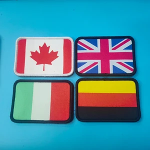Wholesale Fabric Patch with Hook and Loop Backing Removable Velcroes Back Custom Embroidered Flag Patch Badge