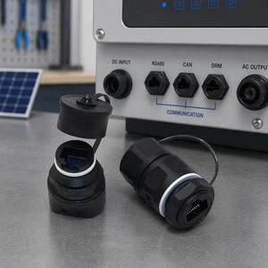HD PV Solar COM Connector RJ45 Connector RJ45 Panel Cable Connector with Dust-proof Cap