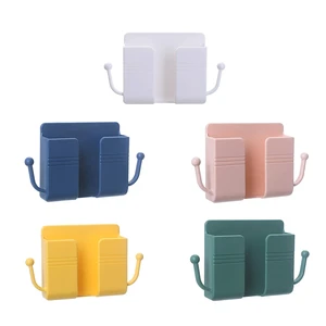 New Wall Mount Phone Holder Self-Adhesive Wall Organizer Storage Box Plastic Charging Phone Stand Brackets Holder for Bedroom