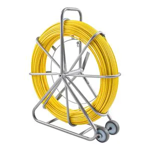 Fiberglass Duct Rodder 656 Ft 5/16 In Steel Reel Stand Non Conductive Fish Tape Cable Conduit Wire Puller