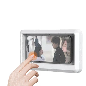 New Products Bathroom Anti-Fog Waterproof Phone Holder Sticky Wall Mounted 360 Degree Rotating Shower Mobile Phone Stand