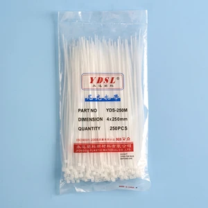 China Factory Plastic Nylon Cable Tie Black 4.8*250mm 8 Inch Anti-UV Plastic Cable Tie 40lb Tension 3.6mm Zip Tie 100pcs