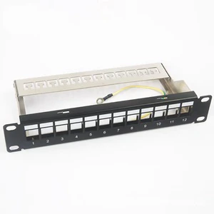 Patch Panel Mini 12 Port Patch Panel STP Shielded 10-Inch with Removable Back Bar