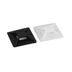 Black White Adhesive Type Zip Tie Mount Cable Tie Mounts