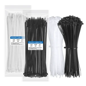 Factory 10 Inch Nylon Cable Ties 100 Pack Plastic Self-Locking Wire Bundles 4.8*250mm Zip Ties Wraps for Indoor Outdoor 50lb