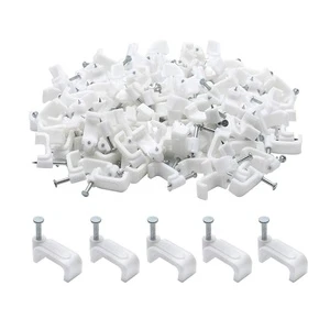 All Kinds Flat/Circle Ethernet Cable Wire Clips Single Coaxial Cable Clamps Nail Plastic Eco-Friendly 6~25mm Cable Management