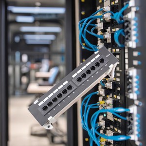 ZHEFAN High Quality 8p8c Lan Patch Panel 12 Port 19inch 1u Cat6 Rj45 Unshielded Patch Panel Rack Mounted With Back Bar