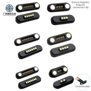 Factory Price 2.54 MM Pitch Male Female Spring Pogo Pin 2 3 4 5 7 10 12 Pin Groove Waterproof Magnetic Pogo Pin Connector