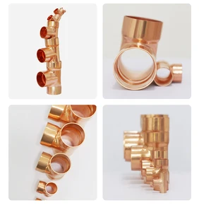 HVAC Refrigeration Pure Copper Tee Connector Welding Copper Tube 3-Way Fitting For Cooling System Cold Room Storage