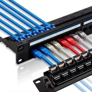 High Quality Cat5e Cat6 Cat6A Patch Panel 1U 24 Port / 1U 48 Port / 2U 48 Port RJ45 network patch panel