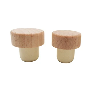 Wholesale Quality Stopper Wine Cork Sealing Plug Wine Bottle Wooden Cap T Shape Non-Spill Whisky Vodka Bottle Stopper