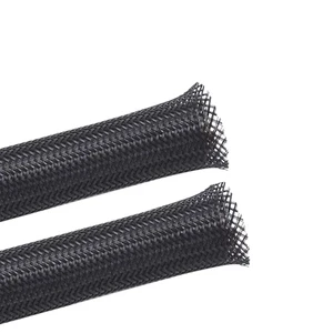 JIAF PET Braided Expandable Conduit Cable Management Sleeve Flexible Protector Nylon 2mm 100mm Black Customizable