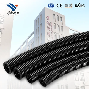 Heavy Wall IP65 IP67 Waterproof Split Open Black Flexible Pipe Wire Cable Loom Protection Sleeve PA66 Nylon Corrugated Conduit