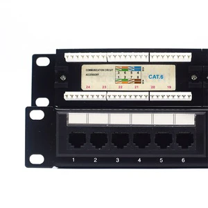 Wholesale Price UTP Patch Panels 12/16/24/32/48 Ports Cat6/Cat5e Low Price Shutter Door and Label Mark Fiber Patch Panel