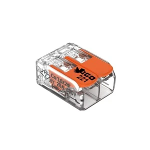 Wire Connector 221 Series 2 Port Lever Nut Quick Splice Universal Compact Terminal Block Reusable Electrical Cable Connection