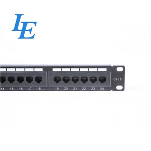 24 Port Cat6 Patch Panel with RJ45 Keystone Jack 1U Height Black CE Certified Networking Accessories for Telecommunication