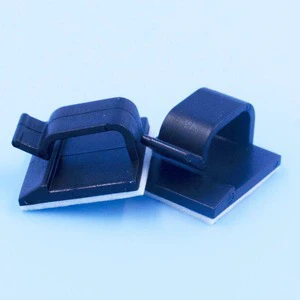 Black Plastic Nylon Self-Adhesive Cable Clamp Wire Clip