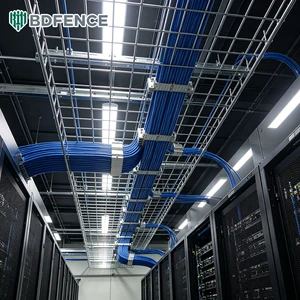 BenDin Custom Fabrication Wire Mesh Cable Tray Galvanized With Connect Clamps Printing Factory Workshop Equipment Cable Layout