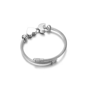 Yiwu Aceon Stainless Steel Twist Cable Wire Screw End Cap DIY Slider Personalized Charm Moon Heart Rubber Bead Stopper Bracelet