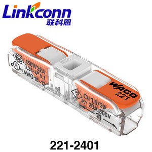 4 mm Cable Connector Push-in Wire Terminal Connector 1-in 1-out Quick Connect Electrical Connector Accessories Wagos 221-2401