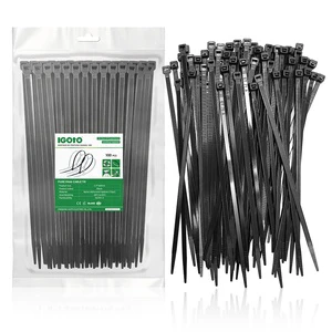 IGOTO Supplier UL Certification Black Nylon 66 Material Self-locking Plastic Cable Zip Strap Wraps Cable Ties