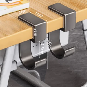 Portable Self Adhesive Metal Bracket Holder Adjustable Headset Stand Table Bag Towel Storage Hook Under Desk