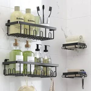 Modern in Stock Bathroom Shelf Stainless Steel Wall Adhesive Bracket Rack Storage Shower Bathroom Corner Shelf