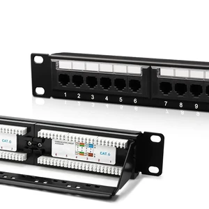 ZOERAX 24 Port 19 Inch Network Patch Panel Cat6 RJ45 Fiber Optic UTP Rear Cable Management Rack Telecom Parts Black