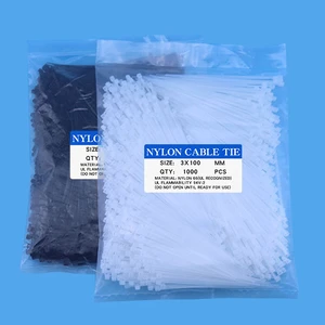 4 Inch Miniature Nylon Cable Ties 1.8*100mm White Black PA66 Plastic Tie Straps 11lbs Indoor Outdoor Self-locking Zip Tie Wraps