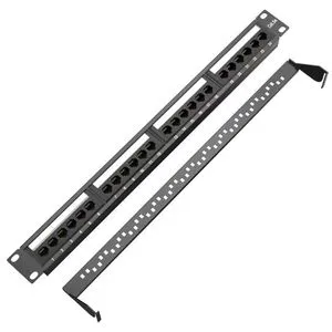 OEM Networking 19 Inch 24-Port Blank Patch Panel 1U with Cat6/Cat5 UTP Pass-through RJ45 Keystone Jack Black Cold Rolled Steel