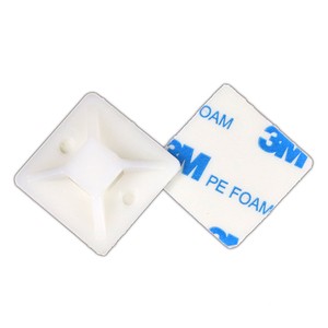 JIAF 100Pcs 30X30 3M Nylon Cable Tie Bases Mount Wire Self Adhesive Wall Holder Line Organizer