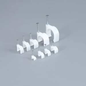 Hot Sale White Cable Clip Round Plastic 3mm 4mm 5mm 6mm 7mm 8mm With Adjustable Steel Nail for Fixing Wires for Cable Management