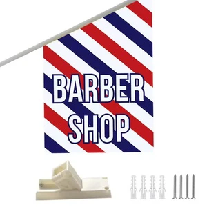 Barber Shop Series PVC Wall-Mounted Slanted Flag Pole Bracket Secured with Adhesive or Screws