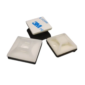 12.5mmx12.5mm White and Black Nylon66 Wall Tie Mounts Cable Tie Mounts with Adhesive Back Fixed Wire Cable Tie Mounts