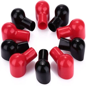 20 Pcs 12x20mm Battery Terminal Boots Covers Red/Black Insulating Protector Cable Lug Caps Replacement Tools Cable End Caps