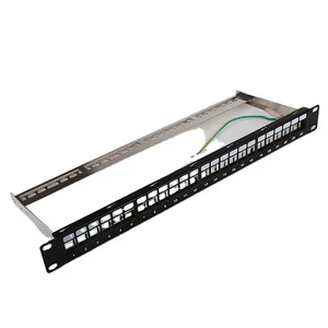 Patch Panel 24 Port Cat6A Cat7 Cat8 STP 19-Inch with Removable Back Bar Network Patch Panel