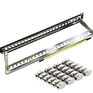 ZoeRax 24 Port 1U STP Patch Panel Matching Zinc Alloy Cat6a RJ45 Shield Keystone Jack for Network Cabinet Telecom Engineering