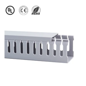 Solid PVC Fire Retardant Flameproof Grey Cable Trunking Slotted Cover 20x20mm Wire Duct Raceway Concealer 2.0M Length CE WBO