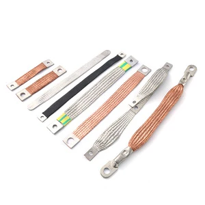 Factory Customized Electronic Tin Plated Copper Conductor Flat Ground Braid PVC Insulation 300mm Length Grounding Cable
