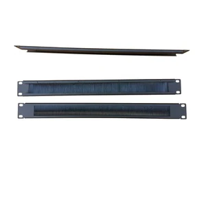 19 Inch 1U Black Metal Brush Patch Panel for Cable Management