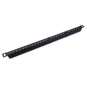 Space-Saving 0.5U Patch Panel 24 Port Cat6 Unshielded/Shielded High Density Ethernet Patch Panel with Cable Management