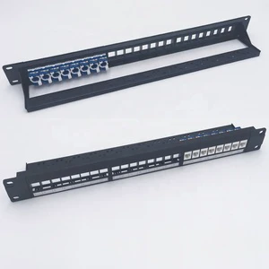 Low Price 19 Inch 1U UTP 24 Port Empty Patch Panel With Back bar